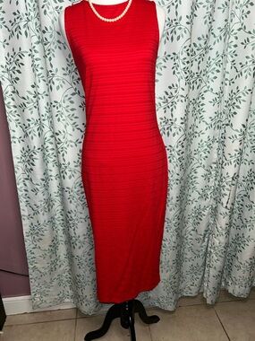 PRISM Red Sleeveless Maxi Dress with Ribbed Detail